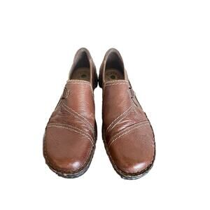 Earth Origins Womens Loafer size 9M Brown Leather Flat Slip on Comfort